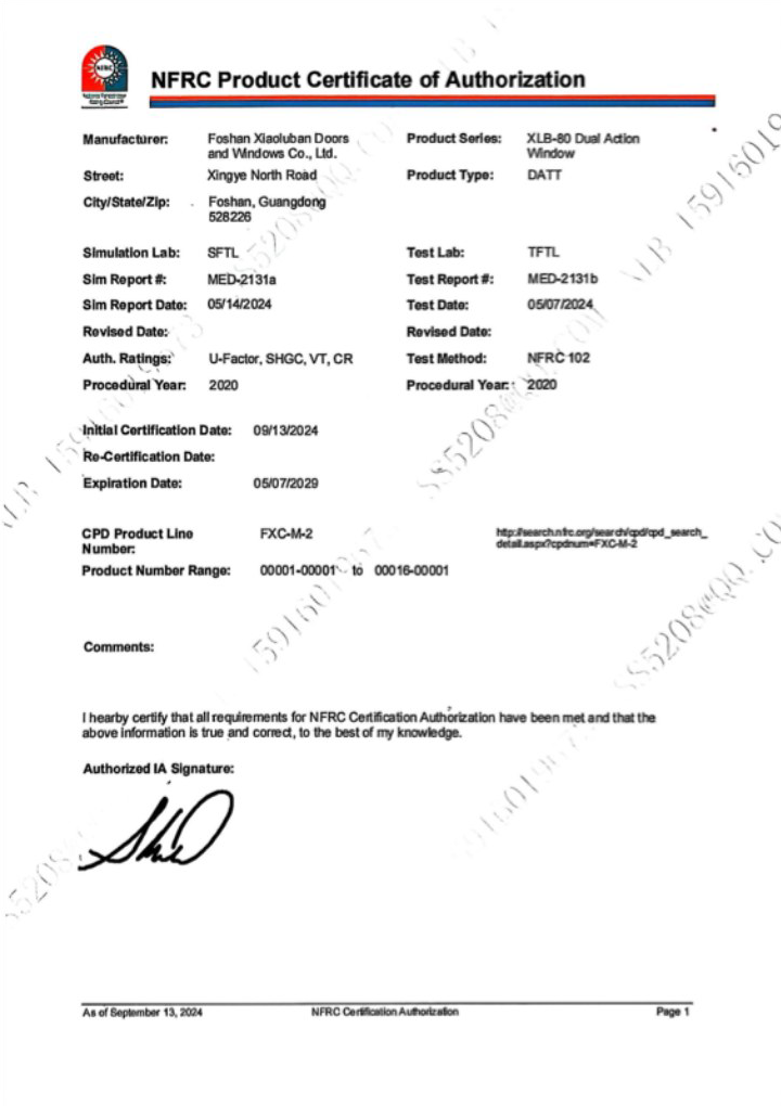 NFRC CERTIFICATION