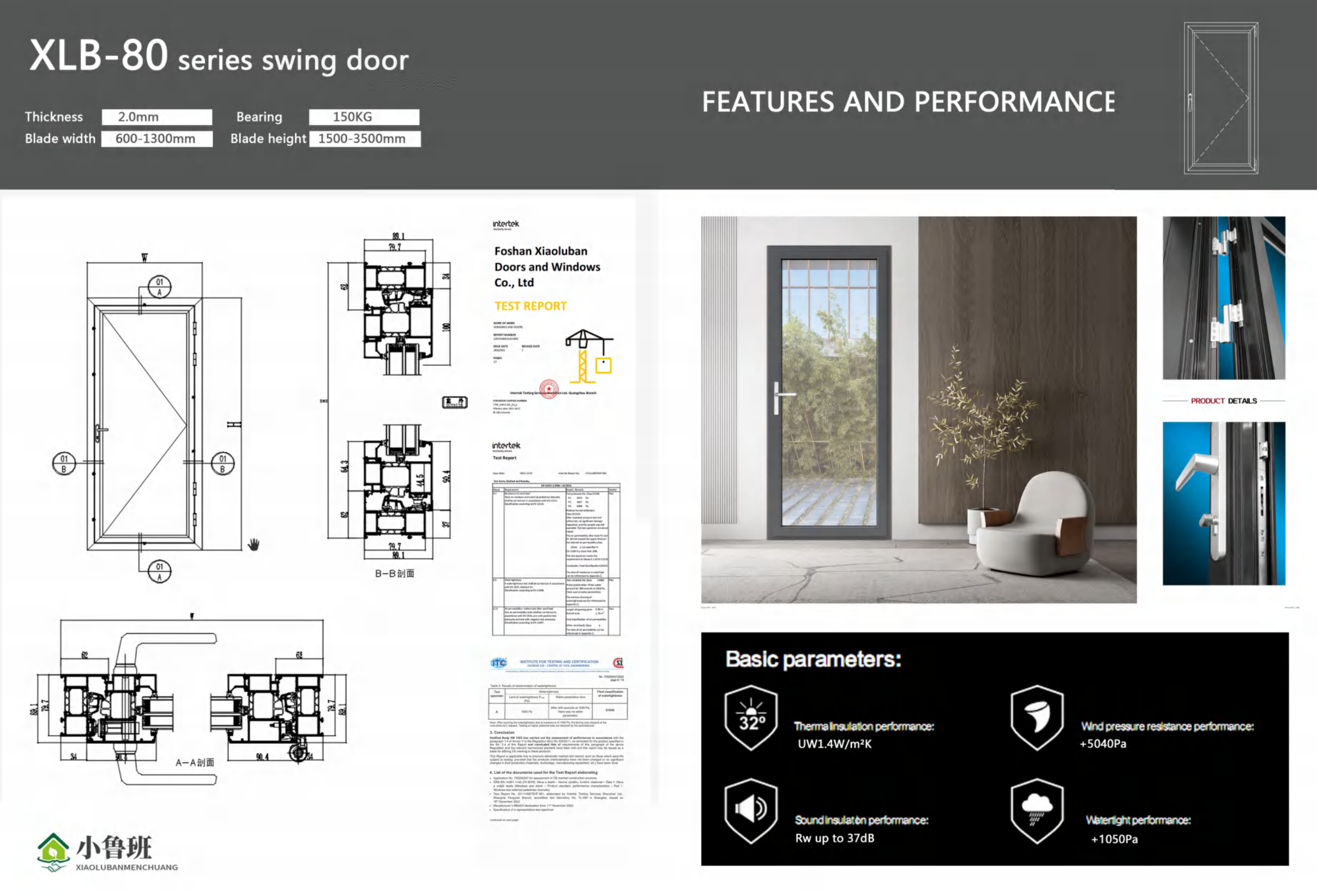 80 Series casement door structural drawing